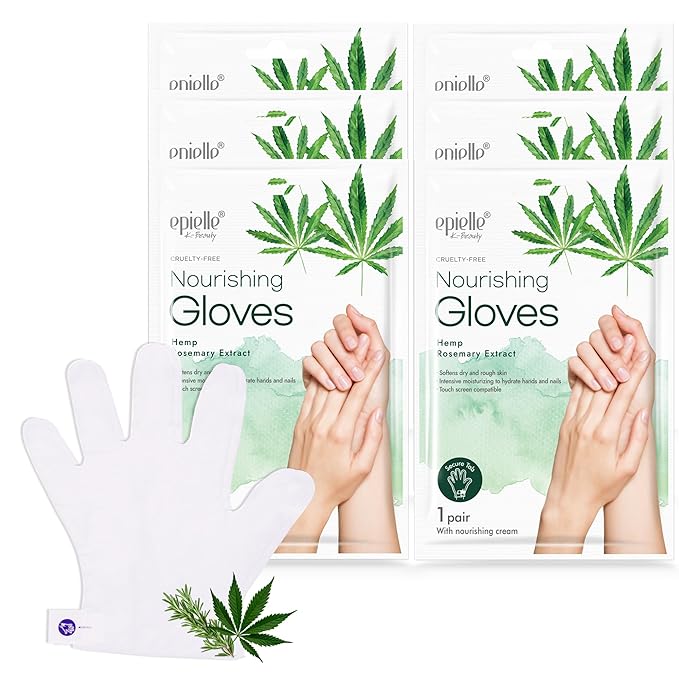 Epielle Nourishing Hand Mask 6 Pairs, Deep Moisturizing Gloves for Dry, Cracked Hands, Self Care Gifts for Women, Spa Kit, Stocking Stuffers, Thanksgiving Essentials