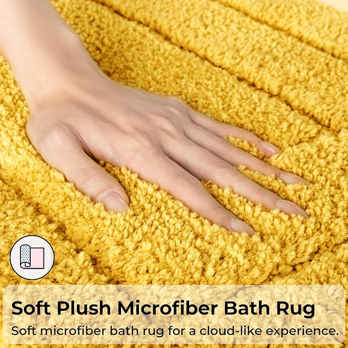 GRANNY SAYS Bathroom Rugs Sets 2 Piece,Soft Bath Mats for Bathroom, Bath Rugs Non Slip Washable, Absorbent Bath Rug for Tub, Shower and Toilet, Bath Mat Set (Yellow, 20" x 32" + 16" x 24")