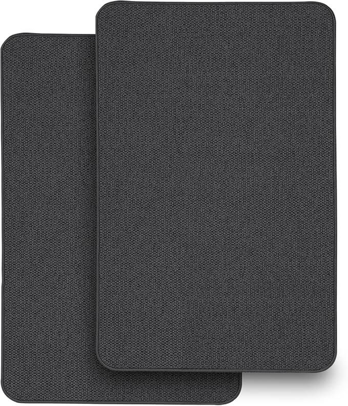 2 Pack Bathroom Rugs 17x27Inch, Thin Bath Mat with Rubber Backing Non-Slip, Absorbent,Quick Dry Machine Washable, Home Decor Accessories Cozy Cloth Bathroom Mat fit Under Door/Sink/Tub/Shower-Black