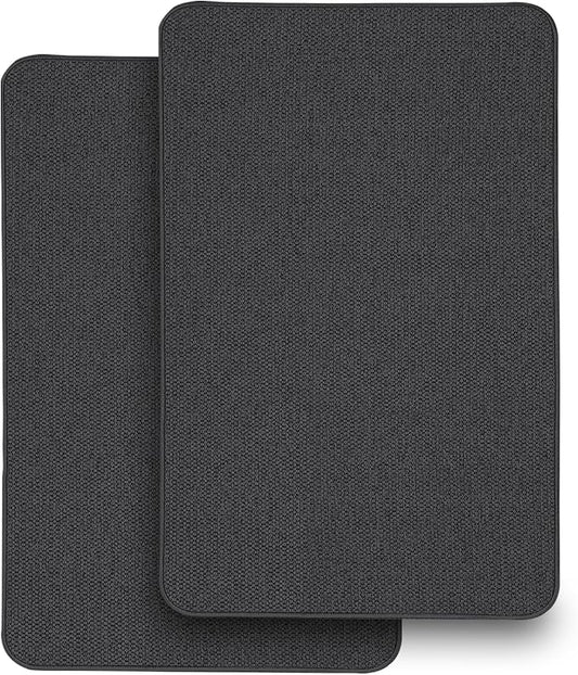 2 Pack Bathroom Rugs 17x27Inch, Thin Bath Mat with Rubber Backing Non-Slip, Absorbent,Quick Dry Machine Washable, Home Decor Accessories Cozy Cloth Bathroom Mat fit Under Door/Sink/Tub/Shower-Black