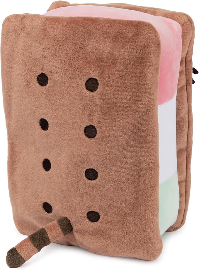 GUND Pusheen Neapolitan Ice Cream Sandwich Pusheen Plush, Stuffed Animal for Ages 8 and Up, Brown, 9.5”