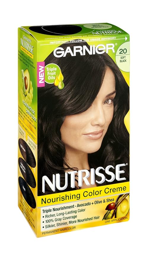 Garnier Nutrisse Haircolor, Soft Black 1 ea (Pack of 3)