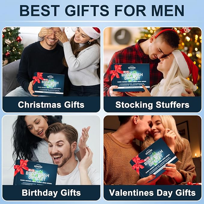 Gifts for Men, Boyfriend, Husband, Dad,Mens Body Wash Bath Gift Set, Cleanses,Hydrates,Nourishes & Soothes Skin,Christmas Gift Stocking Stuffers Secret Santa Birthday Valentines Sweetest Gifts for Him