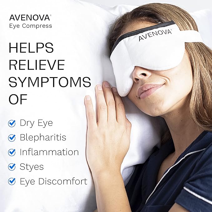 Avenova Eye Compress Mask - Reusable & Microwaveable Eye Mask for Irritated Eyes - Stye, Headache, Allergy & Sinus Relief