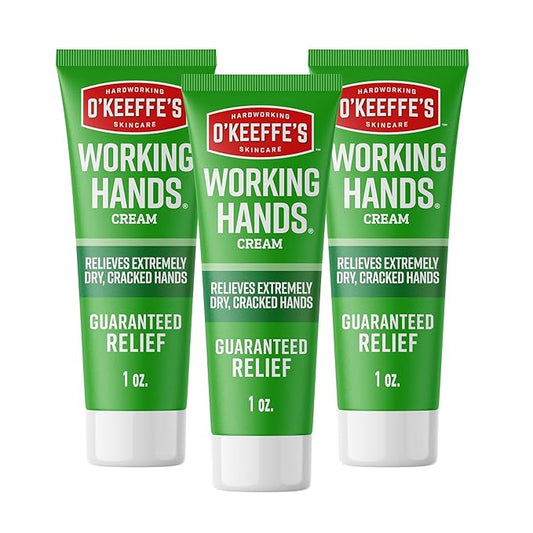 O'Keeffe's Working Hands Hand Cream for Extreme Dryness - 1 oz Tube (3 Pack) - Repairing Skincare for Cracked, Dry Hands