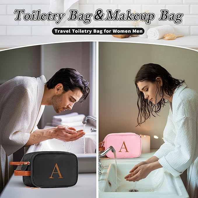 YOOLIFE Gifts for Women Teen Girls - Birthday Gifts for 7 8 9 10 11 12 13 14 15 16 17 18 Year Old Girl Birthday Gift, Travel Toiletry Bag Initial Makeup Bag Letter E Pink