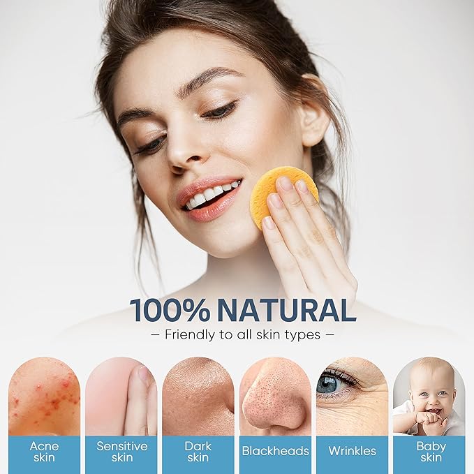 GAINWELL 50-Colored Natural Compressed Facial Sponges, for Facial Cleansing, Reusable & Eco-Friendly, 50 PCS