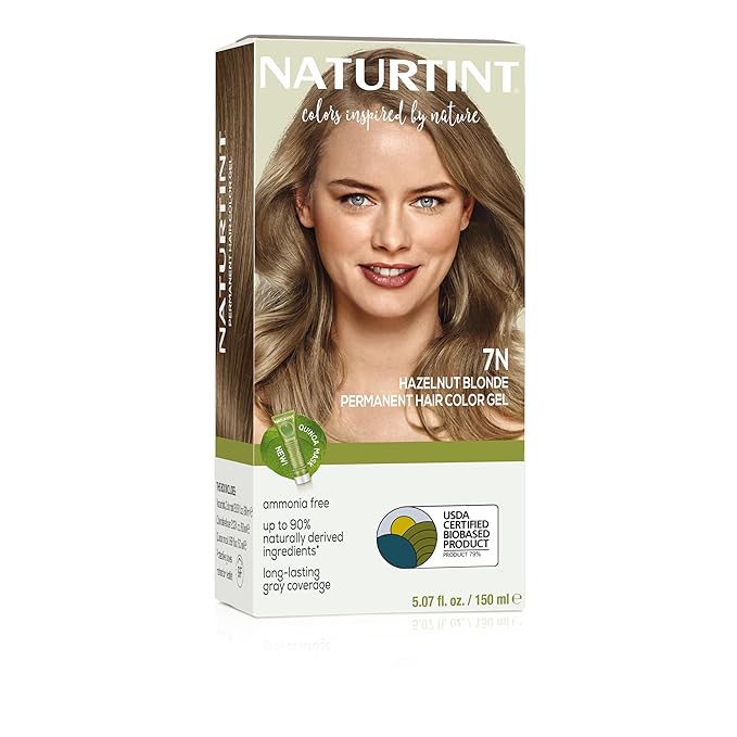 Naturtint 7N Hazelnut Blonde Permanent Hair Color (Pack of 1), Ammonia Free, Vegan, Cruelty Free, up to 100% Gray Coverage, Long Lasting Results (Packaging may vary)