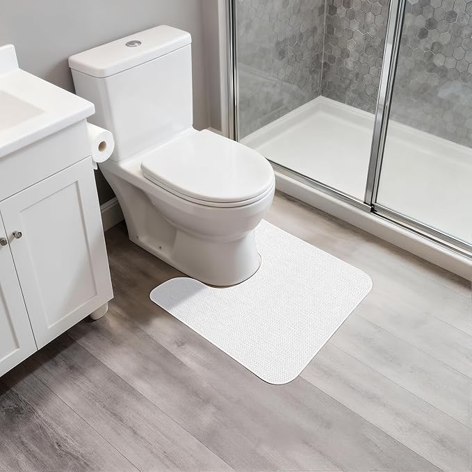 Toilet Rugs U Shaped Bathroom Rug,Machine Washable Non Slip Quick Dry Super Absorbent Ultra Thin Toilet Mats for Bathroom Toilet.White,1'8"x2'(20x24inch)