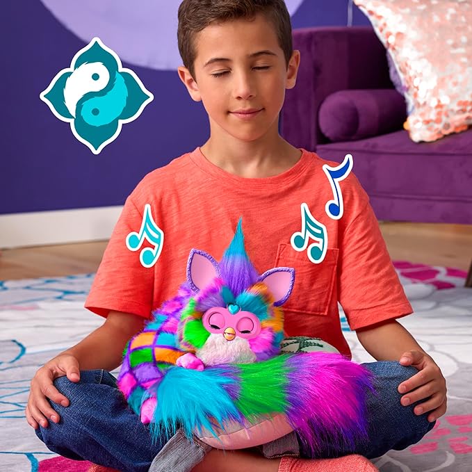 FURBY DJ Interactive Toy, Neon Star, Snuggly Electronic Plush, Music, Lights, Motion, & Games, Speaks English & Furbish, 32 in Long, 6+ Years (Amazon Exclusive)