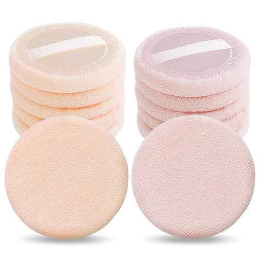 12PCS Makeup Powder Puffs Pink Cotton Powder Puffs Round Powder Puff for Makeup Face Powder Velour Puffs for Loose Powder Washable (pink+skincolor-12pcs)