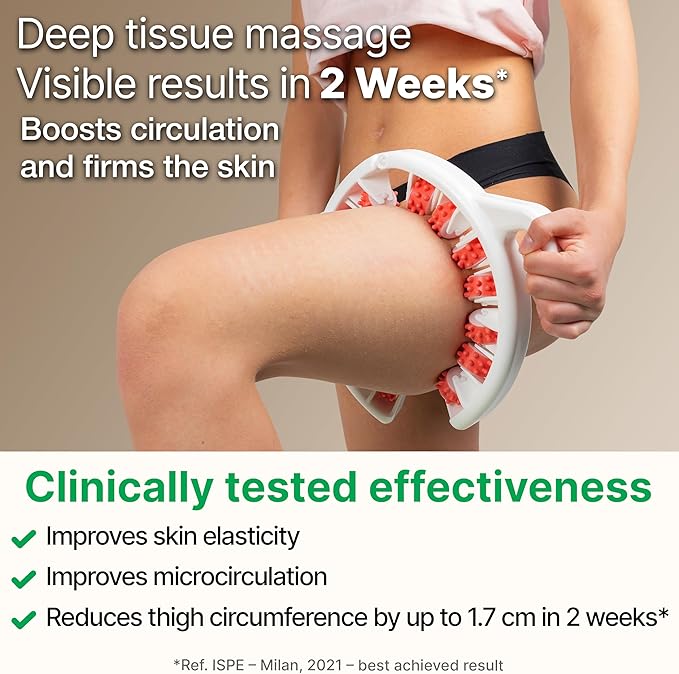 TESMED Cellulite Manual Massager : Made in Italy, Patented with Converging & Diverging Roller Technology. Anti Cellulite Roller for Thighs and Buttock