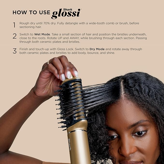 Shark Glam Ceramic & Powerful Air Styling & Drying System, with Silki Straightener & Shark Glossi Air Glosser, for Drying, Curling, Straightening & Glossing with Diffuser, HD6052S (Curly & Coily Hair)