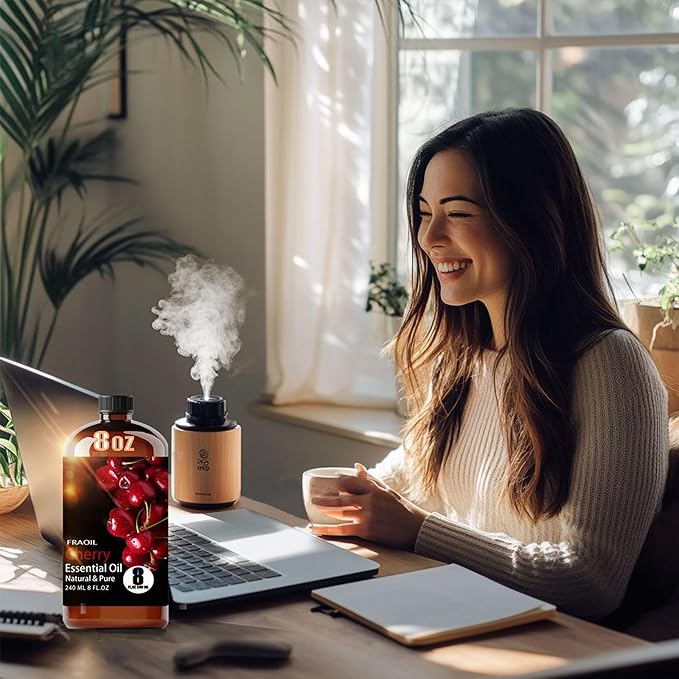 Cherry Essential Oil, Cherry Oil 8 Fl Oz 240ML for Diffuser Humidifier Yoga Cleaning DIY Candle Soap Making Perfume Gift for Women Essential Oils