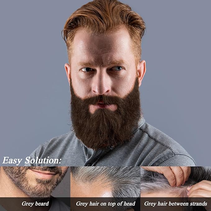 Beard Touch-Up for Men, Instant Gray Hair Cover Stick, Built-In Comb for Seamless Blending, Cream Concealer, Quick Temporary Cover