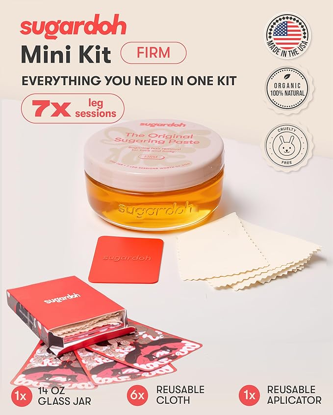 Sugardoh Sugar Waxing Kit for Women As Seen On Shark Tank (Vintage Kit Firm) - Underarms, Bikini, & Beginners - Sugar Wax Hair Removal - Sugaring Tiktok Viral Products - Bikini Wax Kit for Women