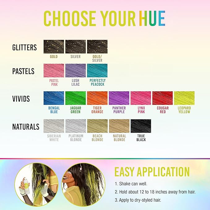 Punky Temporary Hair Color Spray – Leopard Yellow, Instant Vivid Temporary Hair Dye for Women, Wash Out, Hair-Color Spray, 3.5 oz