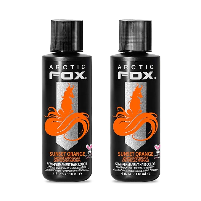 Arctic Fox Semi-Permanent Hair Dye, Vegan & Cruelty-Free, Ammonia-Free, Conditioning, Vibrant Sunset Orange, Long Lasting, For All Hair Types, 4 Fl Oz (Pack of 2)