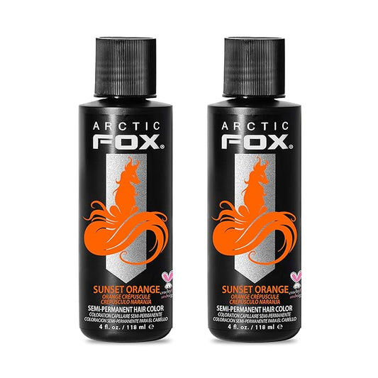 Arctic Fox Semi-Permanent Hair Dye, Vegan & Cruelty-Free, Ammonia-Free, Conditioning, Vibrant Sunset Orange, Long Lasting, For All Hair Types, 4 Fl Oz (Pack of 2)