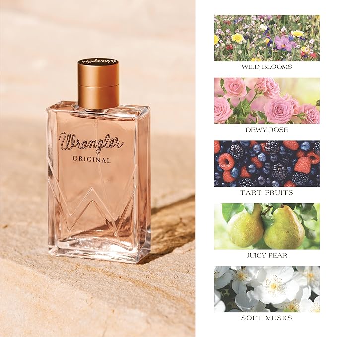 Wrangler Original Woman's Perfume by Tru Western, 2.5oz, Blackberry, Pear, Wild Berries, Sugared Fruits & Tart Fruit Scent, Vibrant Feminine Fragrance