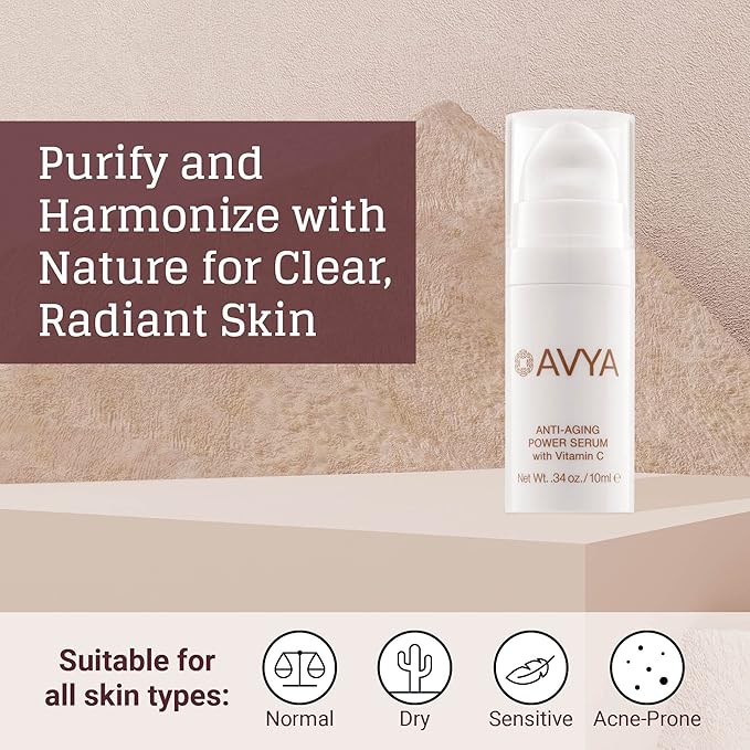 AVYA Anti-Aging Power Serum - Hyaluronic Acid Face Serum Plumps and Brightens Skin/Travel Size Retinol Treatment Reduces Fine Lines and Boosts Collagen for Smoother Skin / 0.34oz (10ml)