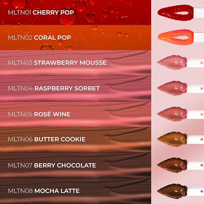 Absolute New York Dewy Water Lip and Cheek Tint, Glassy Tinted Lip Oil, with Vitamin E, Squalane and Jojoba Seed Oil (MLTN04 Raspberry Sorbet)