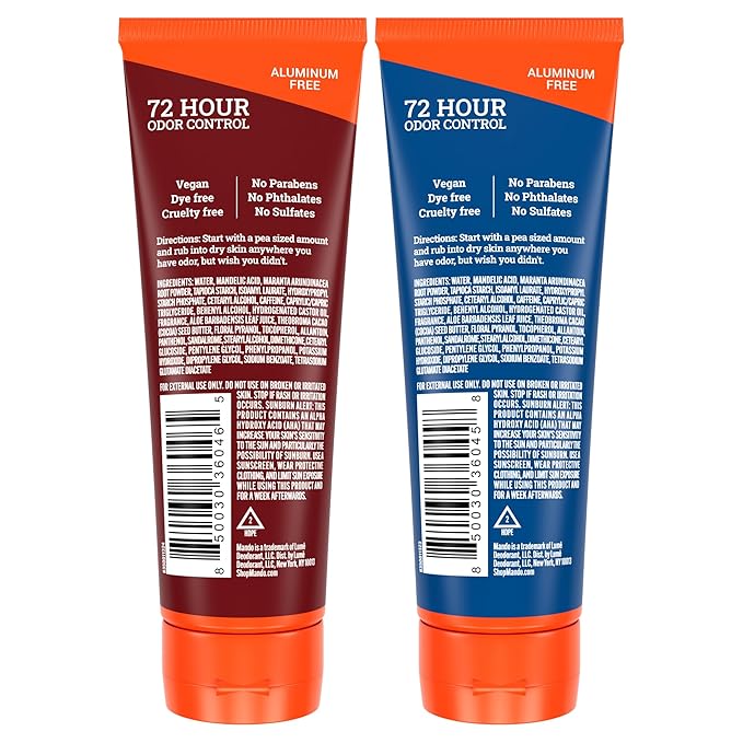 Mando Whole Body Deodorant For Men - Invisible Cream - 72 Hour Odor Control - Aluminum Free, Baking Soda Free, Skin Safe - 3 Ounce Tube (Pack of 2) - Pro Sport and Mount Fuji