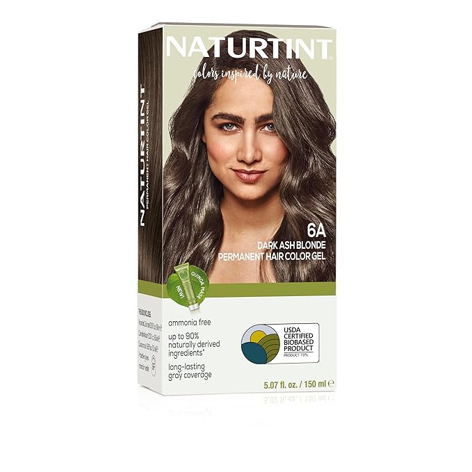 Naturtint 6A Dark Ash Blonde Permanent Hair Color (Pack of 1), Ammonia Free, Vegan, Cruelty Free, up to 100% Gray Coverage, Long Lasting Results (Packaging may vary)
