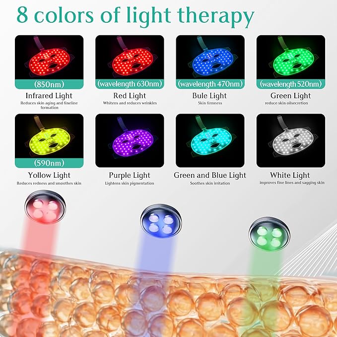 Red Light Therapy for Face, Led Contour Face Mask Light Therapy, 7+1 Color Near-infrared 850 Led Light Mask Portable and Rechargeable, Red Light Therapy At Home and Wireless Led Face Mask[BMask Pro]