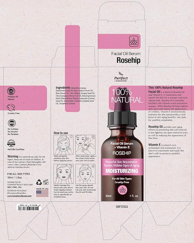 Purifect Anti-Aging Rosehip Oil Facial Serum for Acne Scars, Wrinkles, Moisturizes and Repairs – Made in USA | Naturally Fortified with Retinol (Vitamin A) & Vitamin E for Brighter, Radiant Complexion