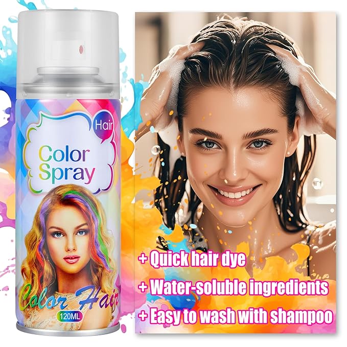 Acomler Temporary Hair Color Spray for Kids Women, Orange Hair Color Spray, Natural Washable Temporary Hair Dye Hair Coloring Wax Pomades for Cosplay, DIY, Christmas, Party, Halloween (Orange, 4.06oz)