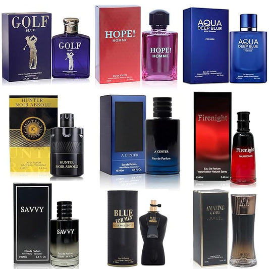 Men's Cologne Sampler Set (100ml Each*9PCS) | Luxury Fragrance Variety Pack for Men | Woodsy, Citrus, Spicy & Fresh Scents | Gift Ready Collection(Combo Set K)