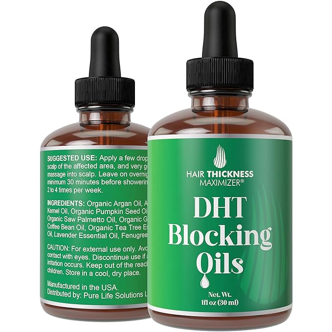 DHT Blocker for Women, Men – Strengthens & Hydrates Thinning, Dry Hair for a Healthier-Looking Scalp – Vegan & Unscented 1oz Serum