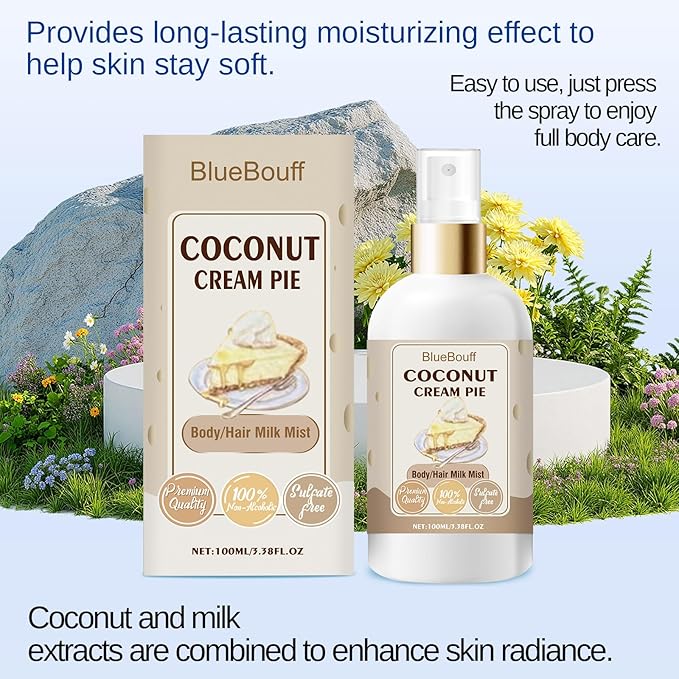 Body Hair Milk Mist, Hydrating And Moisturizing Spray, Long-Lasting Fragrance, Natural Hydrating And Moisturizing Body Mist(Coconut)