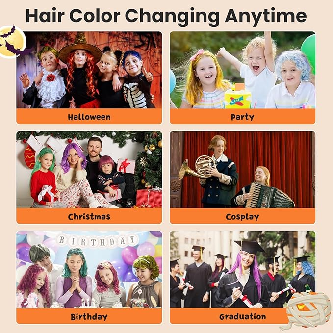 4 Colors Temporary Hair Color Wax for Kids, Blue Green Orange Purple Hair Styling Mud, Washable Style Dye for Girl Boy Teens, DIY Instant Hair Coloring Gel Cream for Cosplay Halloween Children's Day