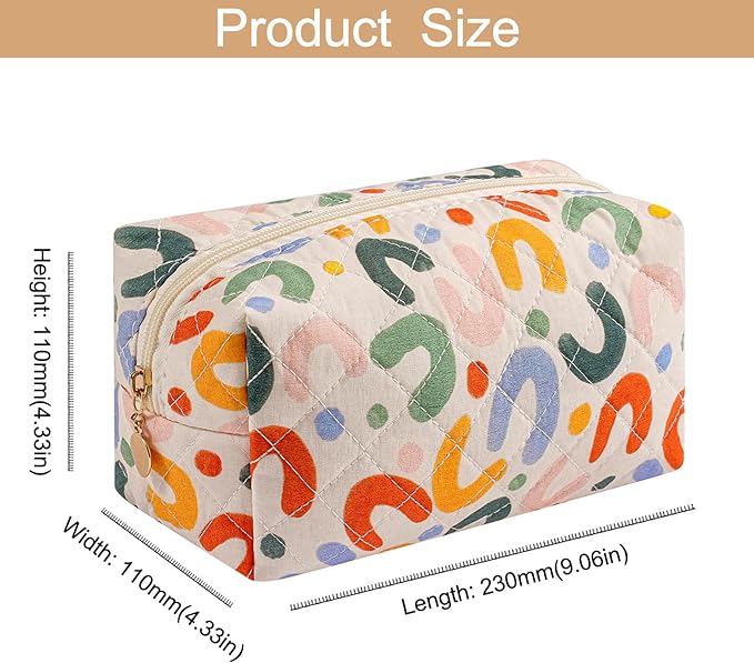 Makeup Bag Travel Cosmetic Bag for Women Girls, Zipper Make Up Pouch, Floral Flowers Toiletry Organizer Makeup, Portable Storage Bag, Cosmetic Travel Cloth Bag (UU Colourful)