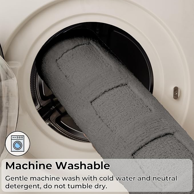 GRANNY SAYS Bathroom Rugs Sets 2 Piece, Super Soft Absorbent Microfiber Bath Mats for Bathroom Non Slip Washable,Waffle Bath Rugs Set for Shower Tub Toilet Decor (Deep Grey, 16" x 24" + 20" x 32")