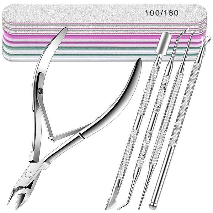 Cuticle Trimmer with Ingrown Toenail Removal Kit, Pusher and Files, Cuticle Remover Nail Cutter Clippers for Fingernails Toenails, Professional Manicure and Pedicure Tools Kit