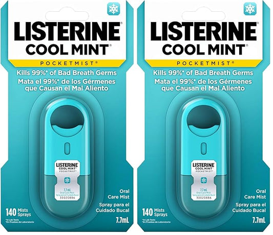 Listerine Mouthwash Pocketmist, Cool Mint | Portable Spray | Sugar-Free | Kills 99% of Germs | Fresh Breath