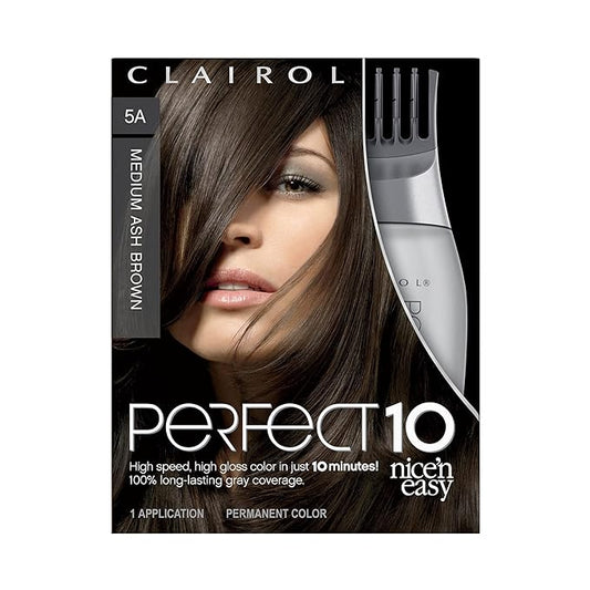 Clairol Nice'n Easy Perfect 10 Permanent Hair Dye, 5A Medium Ash Brown Hair Color, Pack of 1