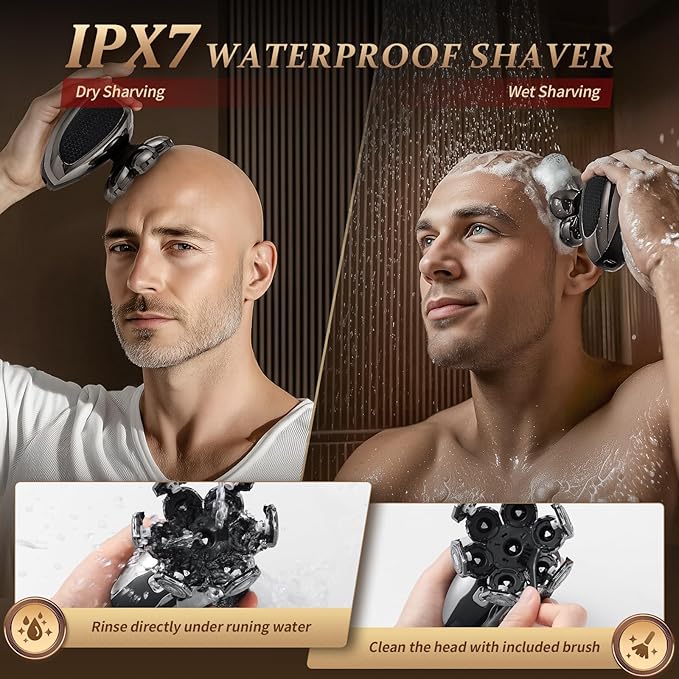 Head Shavers for Bald Men, Professional 5-in-1 Electric Head Shaver Grooming Kit, 7D Floating Wet & Dry Electric Razor for Bald Heads with LED Smart Display & Type-C Charging for Hair/Face/Beard