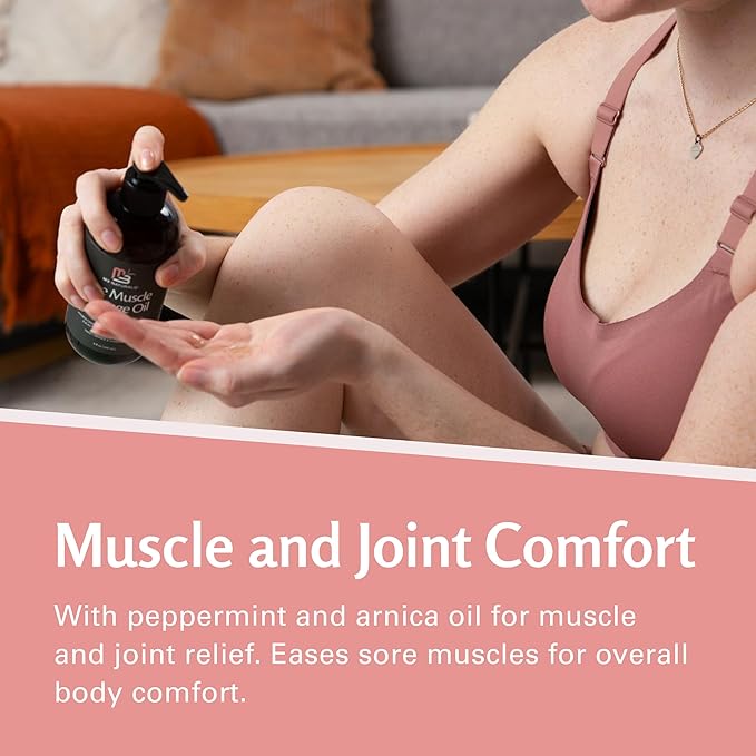 Arnica Sore Muscle Massage Oil with Collagen, Stem Cells, and Menthol, Anti-Cellulite Therapy for Full Body, Fast-Absorbing Multipurpose Treatment, 8 fl oz by M3 Naturals