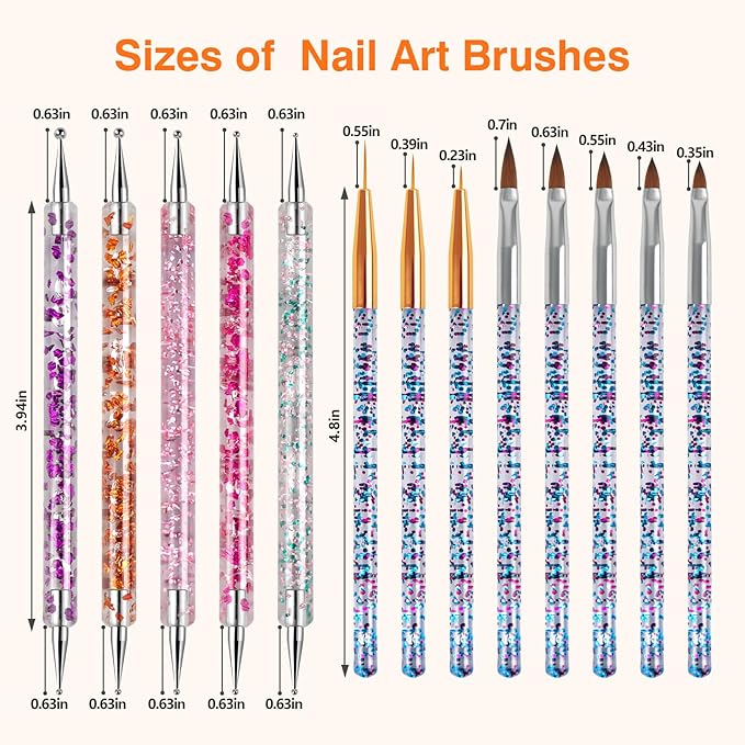 31pcs Nail Art Brushes, Nail Art Design Tools Kit with Liner Brush Dotting Tools Drawing Pens Design Tools Polish Brushes for Women Nails Gel Painting