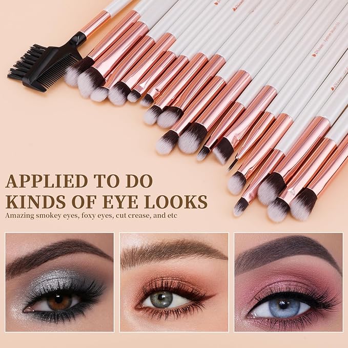 DUcare Makeup Brush Set Professional 27Pcs Makeup Brushes Premium Synthetic Kabuki Foundation Blending Face Powder Blush Concealers Eye Shadows Make Up Brushes Kit White