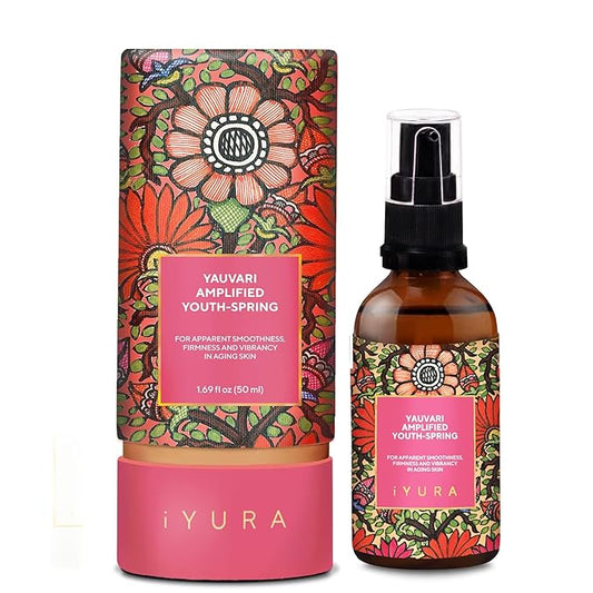 iYURA Yauvari Amplified Youth Spring—Face & Neck Moisturizer for Dry to Very Dry/Mature Skin | Firms the Look of Cheeks, Jowls & Neck | Pro-Aging, Natural Face Oil with Black Gram | 1.69 fl oz (50 ml)