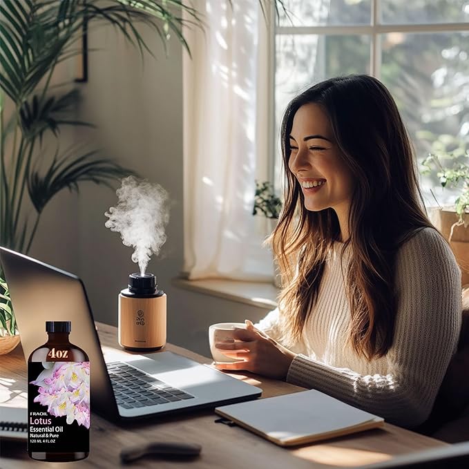 Lotus Essential Oil, Lotus Oil 4 Fl Oz 120ML for Diffuser Humidifier Yoga Cleaning DIY Candle Soap Making Perfume Gift for Women Essential Oils