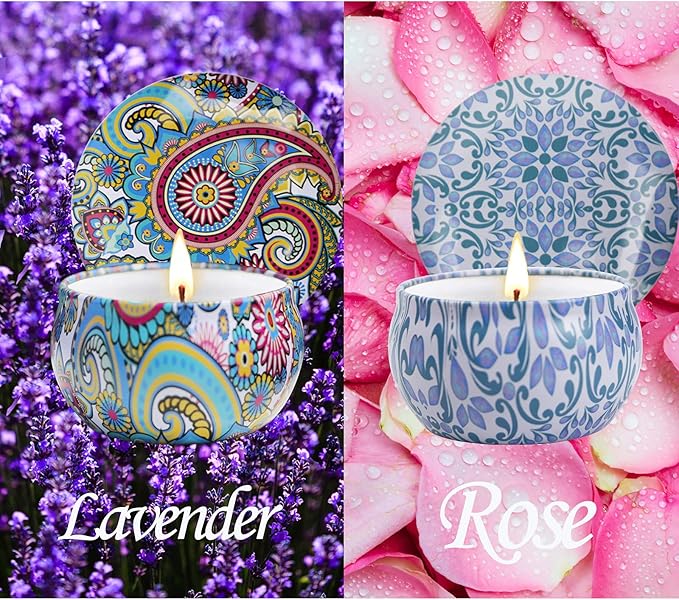 2 Pack Scented Candles, 2.5 oz Aromatherapy Candles for Home Scented, Natural Soy Candles with Floral Scents, Portable Small Jar Candle Set for Travel, Spa, Bath, Yoga, Home Decor Candle