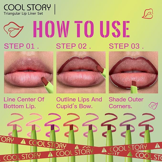 8pcs Nude Lip Liner Makeup Set - Waterproof & Smudge-Proof Matte Pencil, Long-Lasting & Durable, Smooth & Easy Glide, Non-Smudge, Contouring, Filling & Layering (Triangular, 8 Count (Pack of 1))