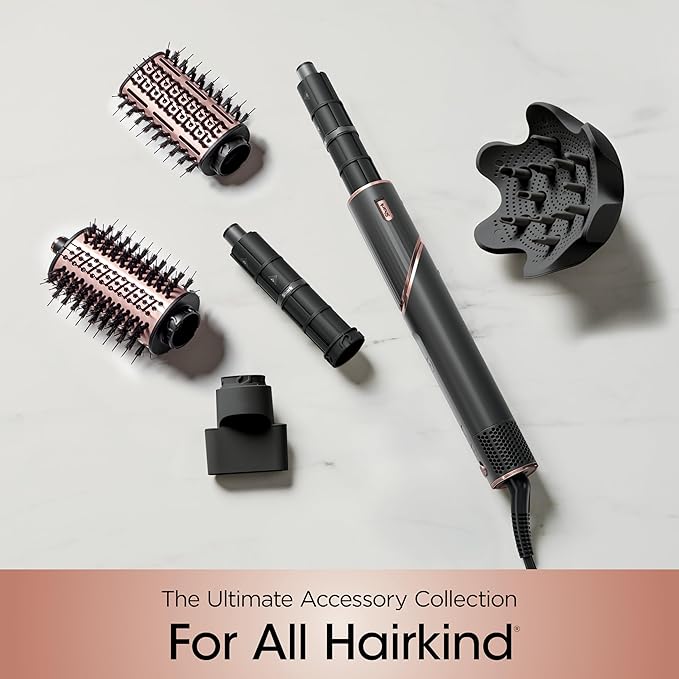 Shark Hair Dryer | FlexStyle Hair Styling System | Portable & Powerful Blow Dryer Brush | Hair Curler & Volumizer | 6 Styling Tools Included | Best for All Hair Types | Black | HD440BK