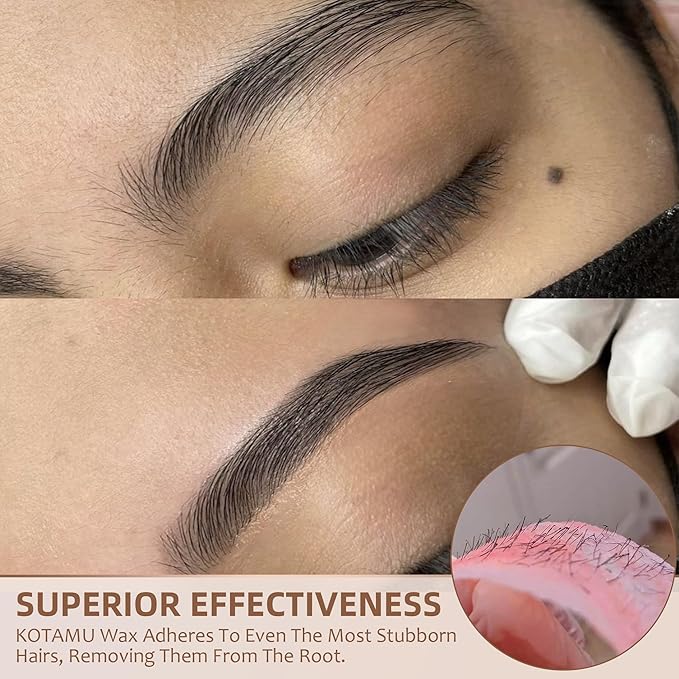 KOTAMU Wax Beads for Hair Removal - Professional Waxing for Sensitive Skin, Targets Thin Fine Hair, 1lb Pink Beads Ideal for Home Waxing Face, Eyebrows, Chin, Body, Legs, Arms, Underarm, Bikini